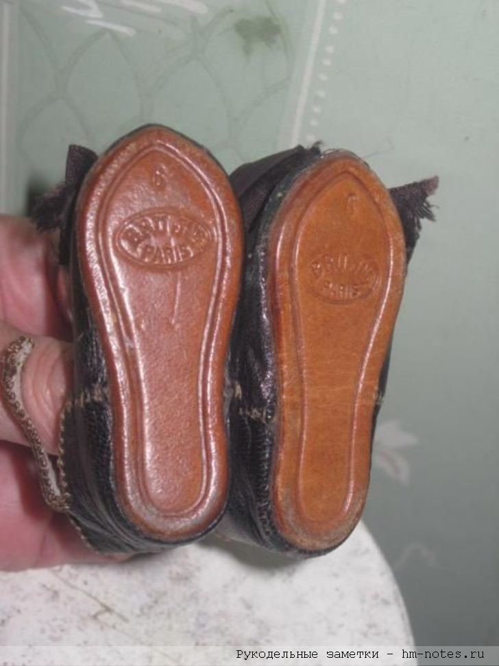 подошва обуви антикварных кукол