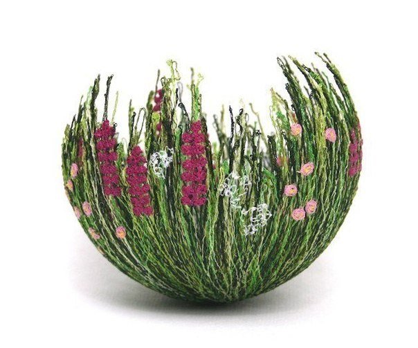 фото декоративные, цветочные чаши из ниток