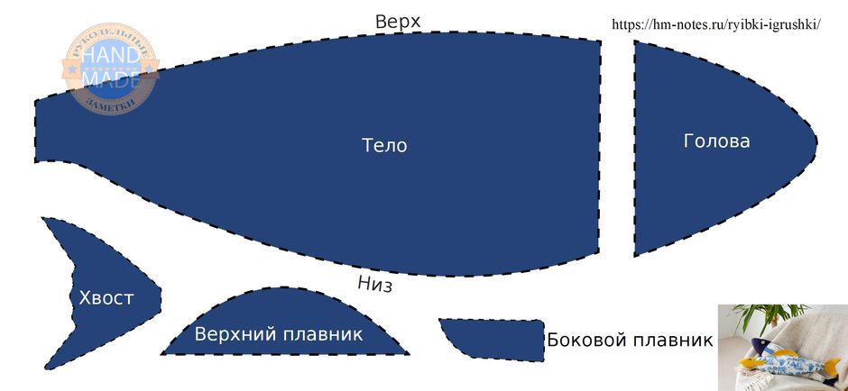 Выкройка рыбы сиг 1