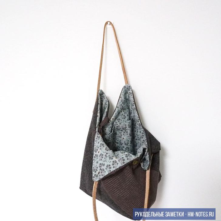 Хобо сумка с тонкими ручками из кожи - выкройка