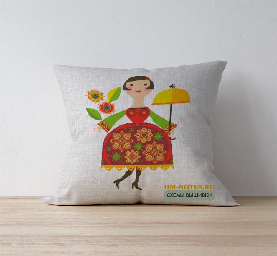 Схема вышивки Барышня с зонтом