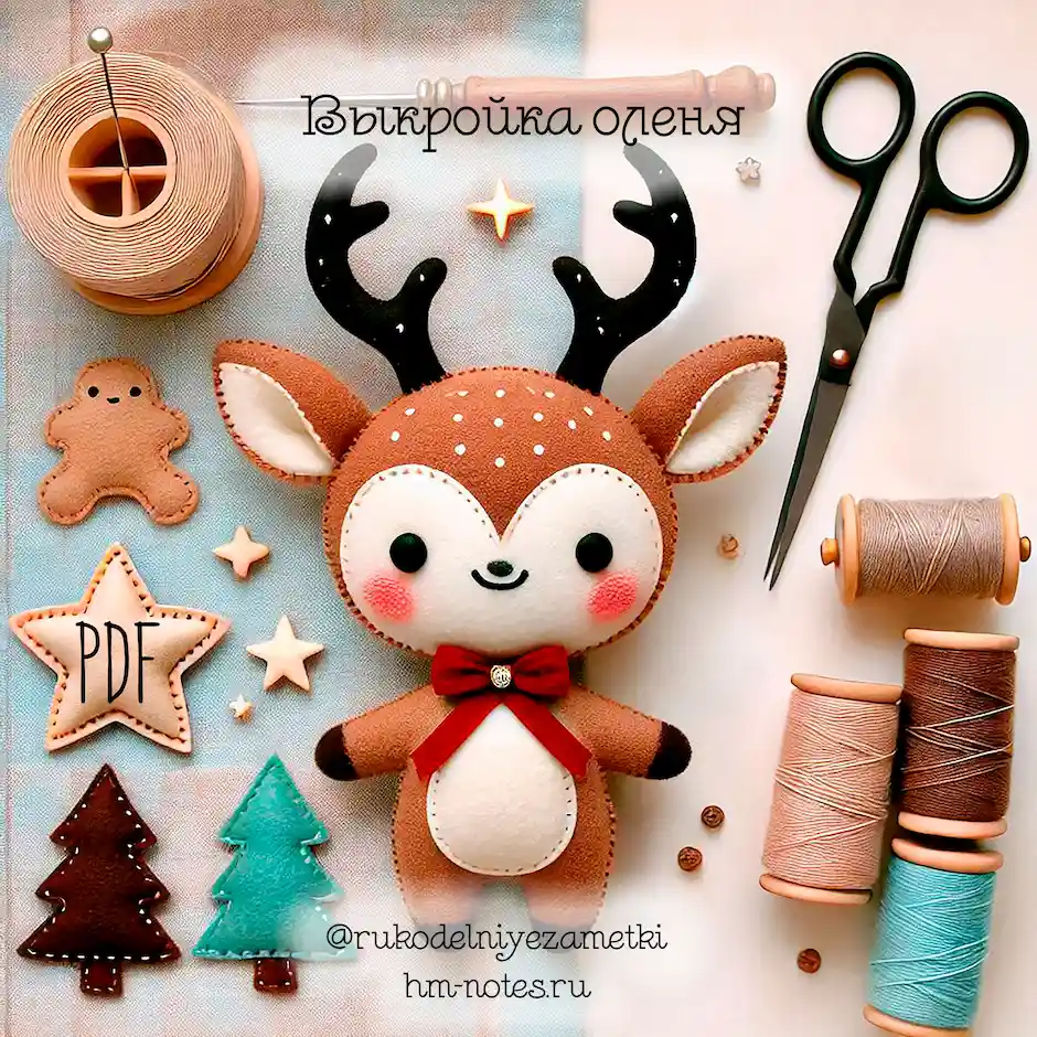 небольшой олень из фетра