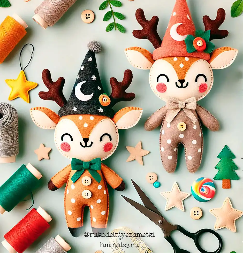 Мультяшный олень в колпаке