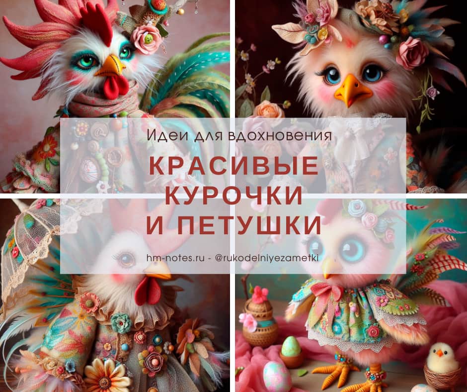 Курочки и петушки: идеи для текстильных игрушек  и пасхальных открыток