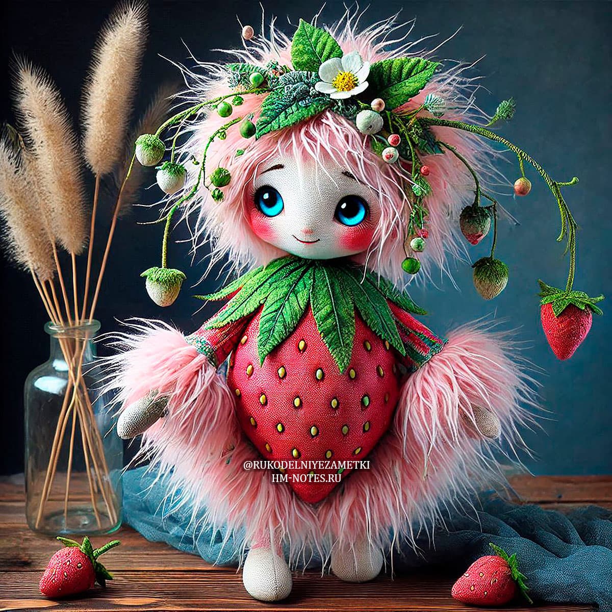Кукла клубничка с мехом