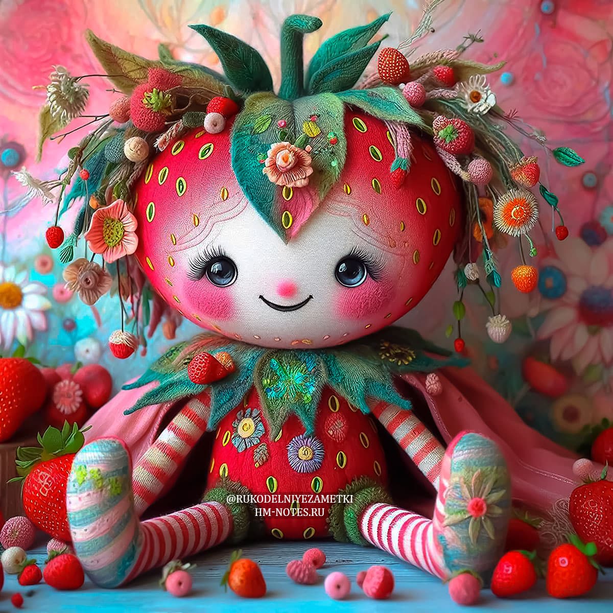 Клубника куколка из ткани
