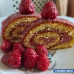 Бисквитный рулет с клубничным курдом